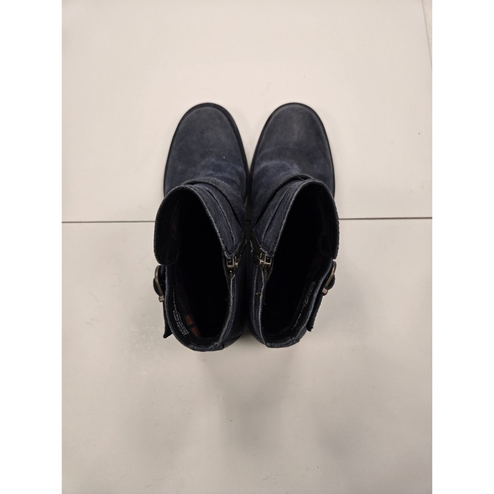 Born Kerri Navy Blue Distressed Suede Ankle Boots Buckle Strap Womens 6.5 F11404 - Picture 2 of 7